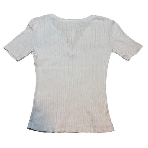 Madewell Light Blue Pointelle Cotton Notch Neck Tee Shirt XXS NWT - Picture 6 of 8